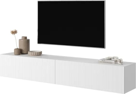 Mobile TV Sospeso 175 Cm Cannettato 2 Ante Bianco Opaco Bali