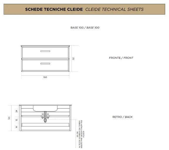 Mobile bagno moderno 100 cm - Antracite Opaco - 2 cassetti - Lavabo - CLEIDE