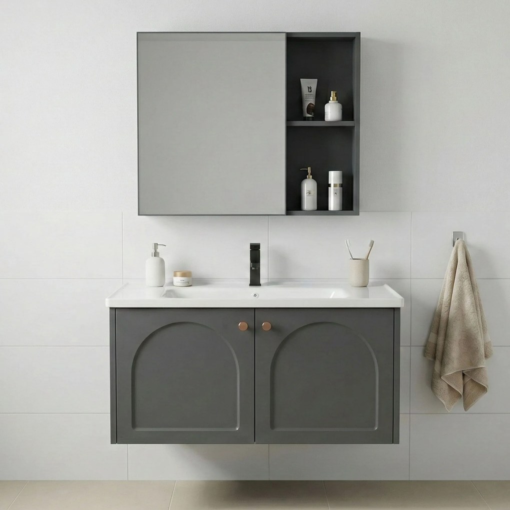 Set di mobili da bagno con lavabo Denver 80cm Grey