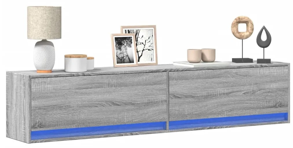 Mobile Tv A Parete Con Led Grigio Sonoma 180x31x38 Cm /