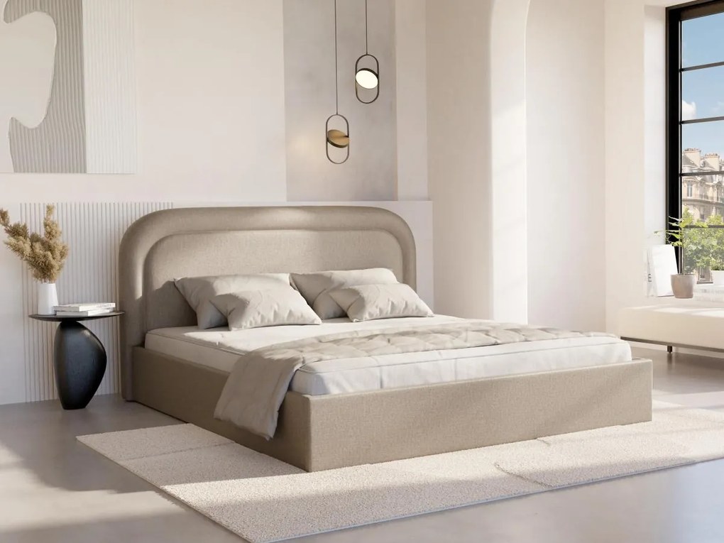Letto con contenitore 180 x 200 cm Tessuto chiné Beige - FIREZA II
