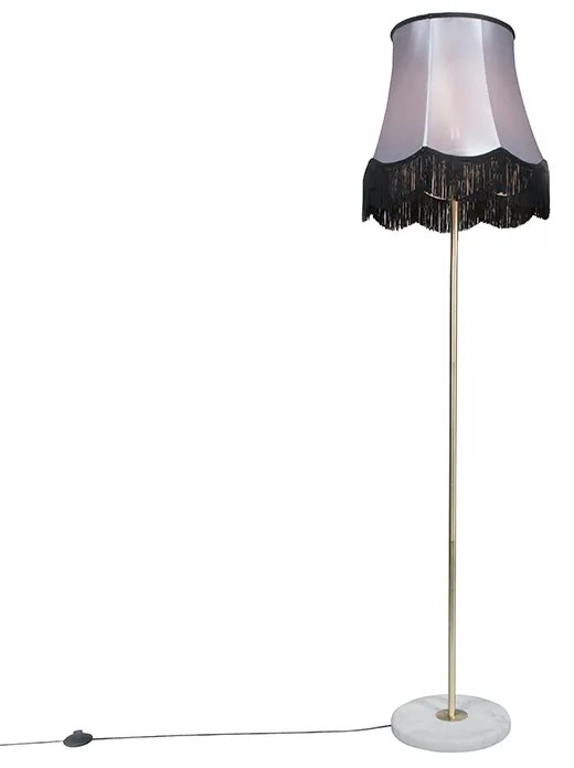 Lampada da terra in ottone con paralume Granny nero-grigio 45 cm - Kaso
