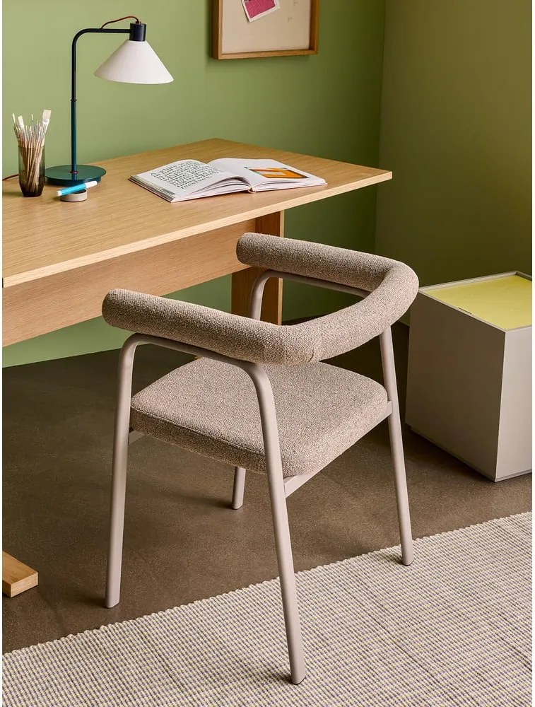 Set di sedie da pranzo beige in imbottito con braccioli 2 pz Ecto – Hübsch