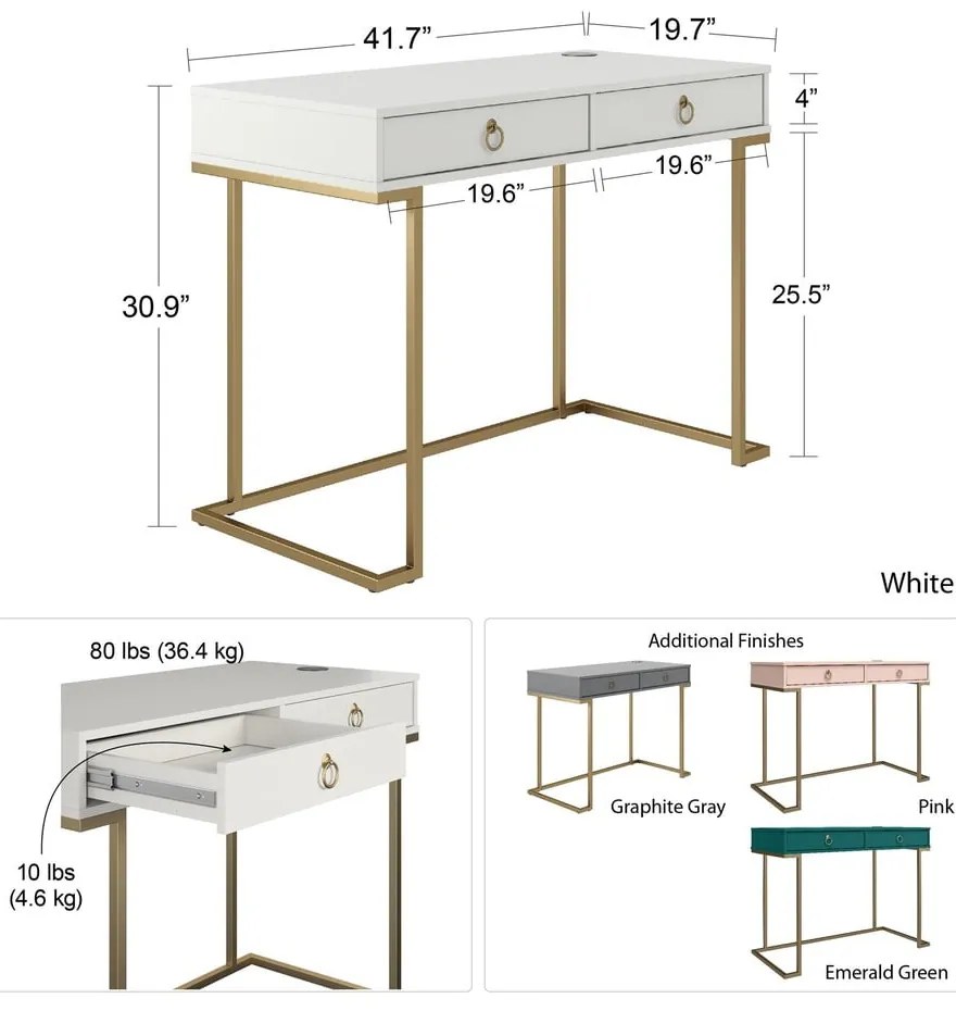Banco da lavoro grigio Camila - CosmoLiving by Cosmopolitan