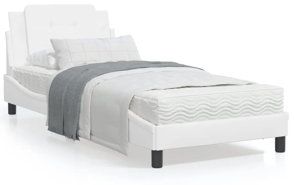 Letto con materasso bianco 90x200 cm in similpelle