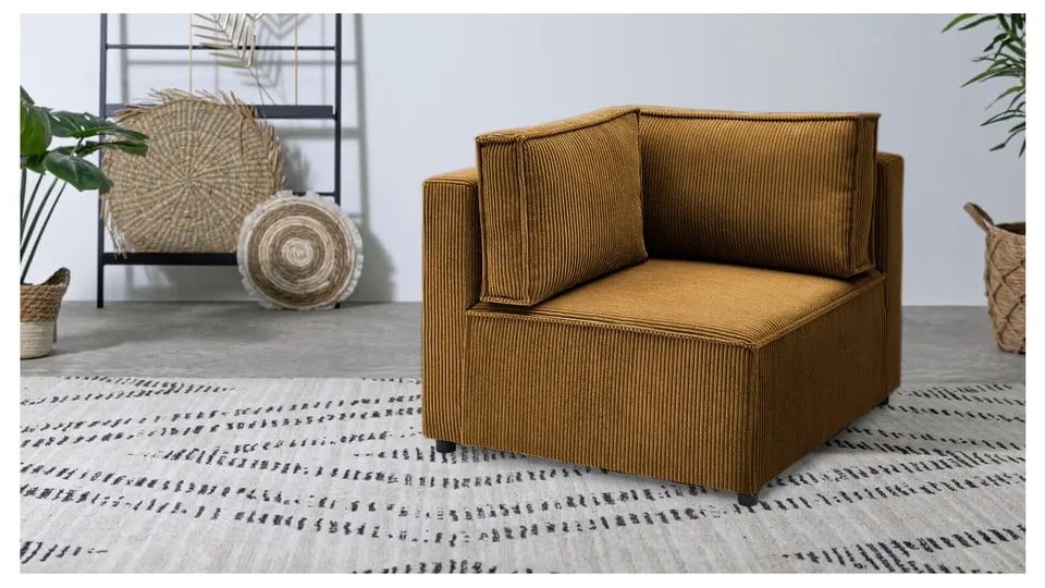 Modulo divano variabile in velluto a coste color senape Nihad modular - Bobochic Paris