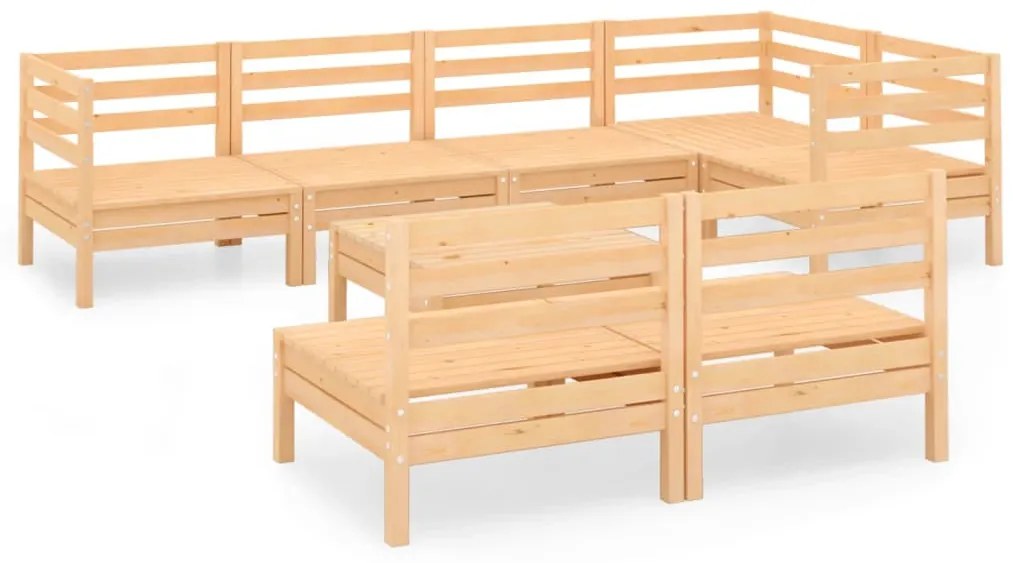 Set Salotto da Giardino 8 pz in Legno Massello di Pino