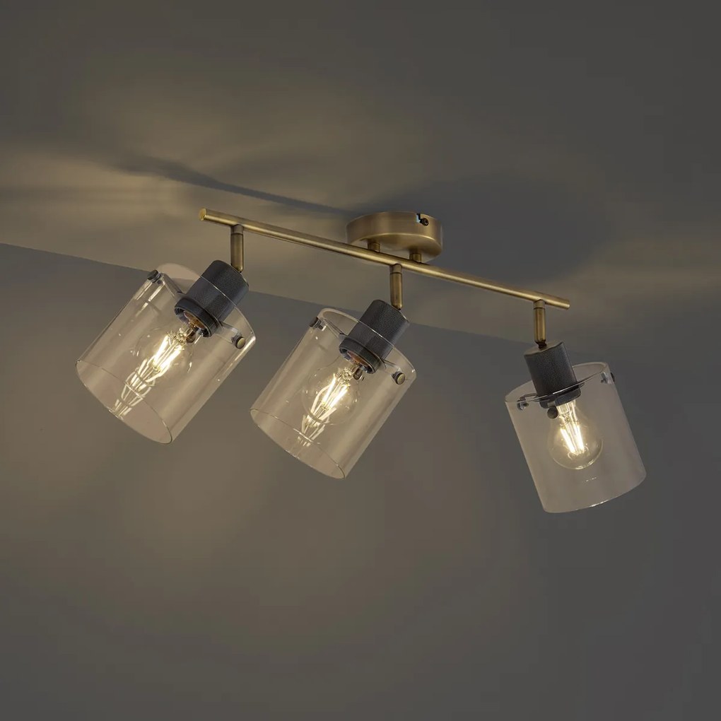 Faretto da soffitto di design bronzo con vetro trasparente 3 luci - Domo