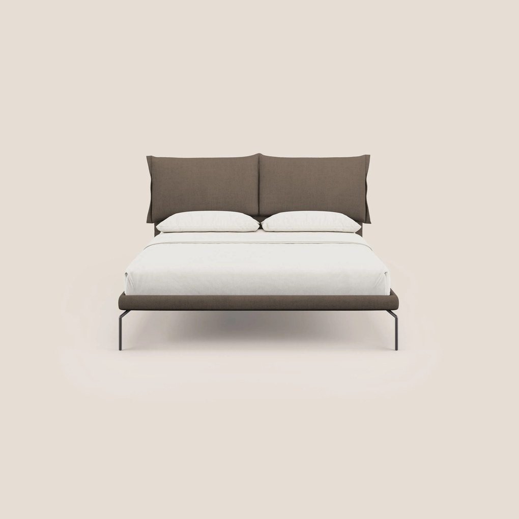 Bice letto imbottito con cuscini e piedi alti in metallo in tessuto impermeabile T02