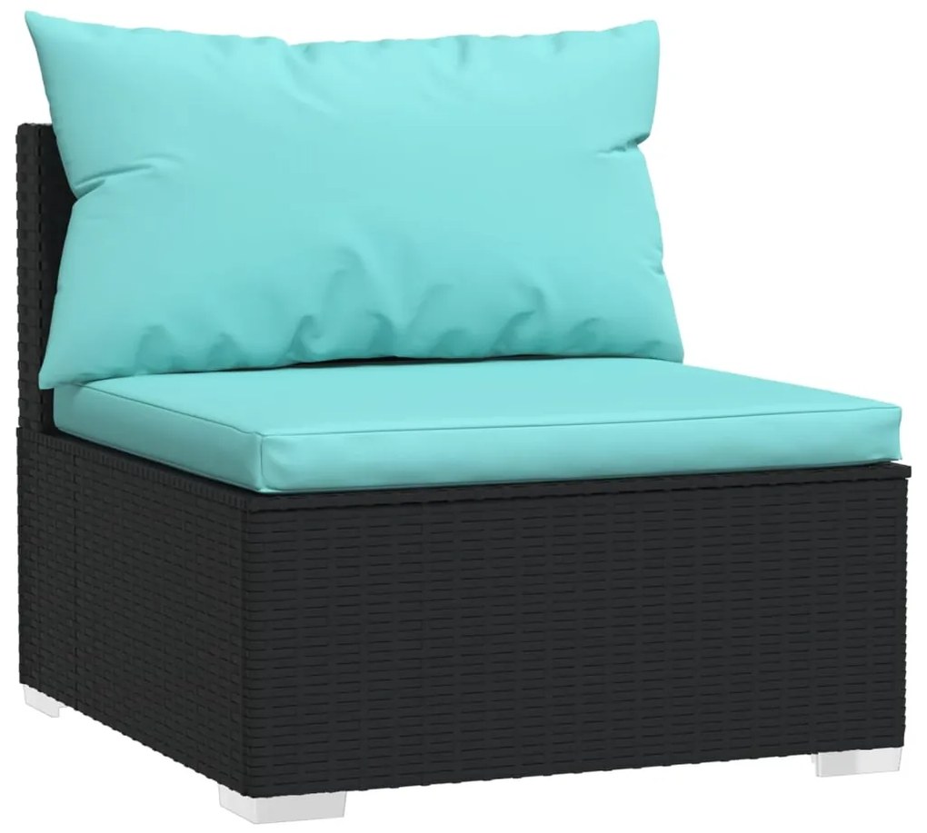 Set divani da giardino 4 pz con cuscini in polyrattan nero