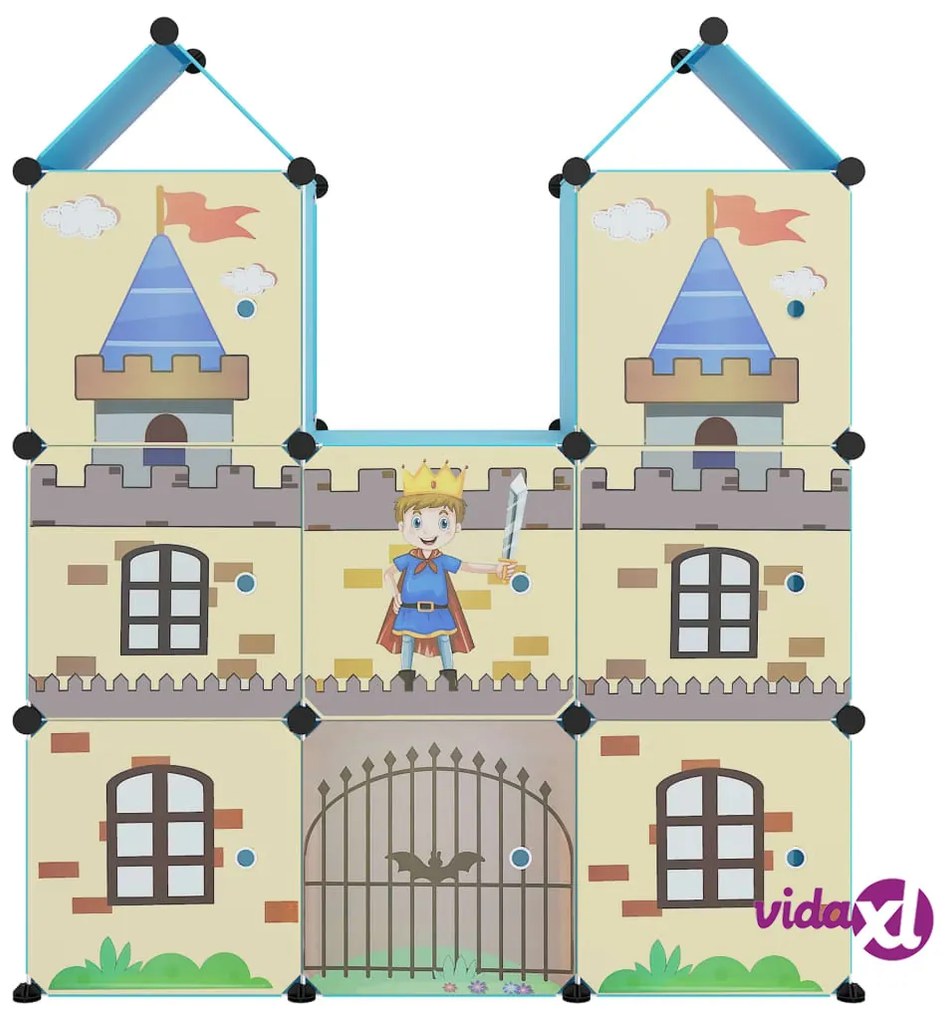 vidaXL Scaffale Portaoggetti per Bambini con 8 Cubi Blu in PP