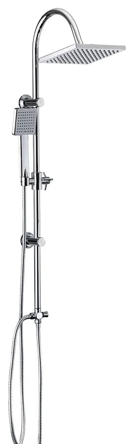 Colonna doccia in acciaio regolabile con deviatore doccetta e soffione quadrato 20X20 cm