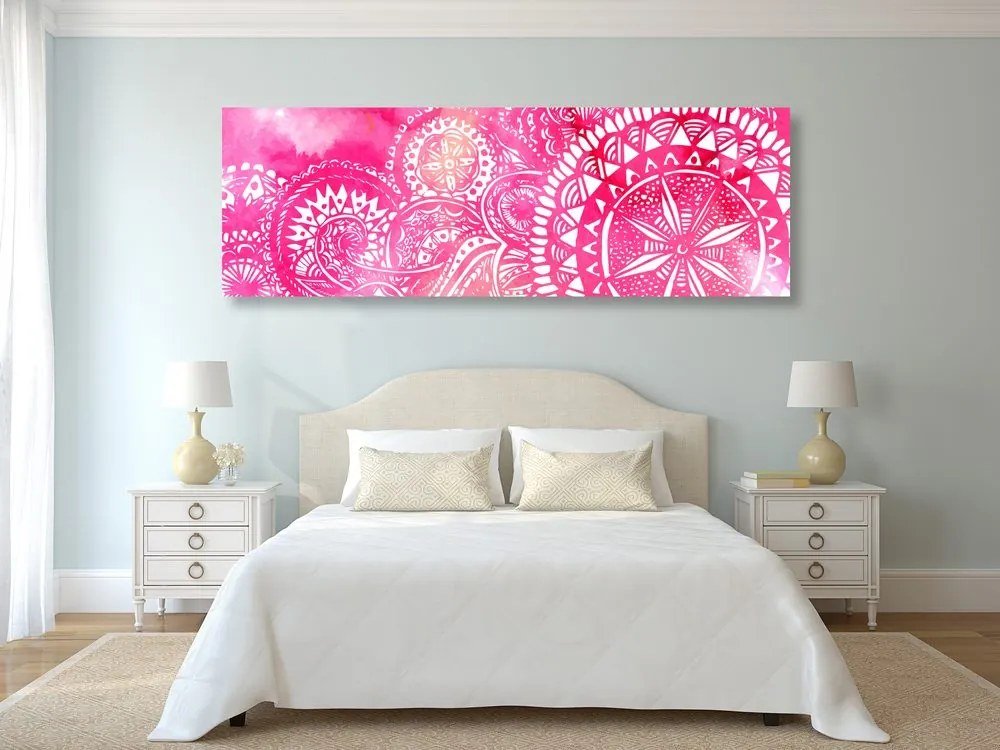 Quadro su tela – Mandala acquerello rosa