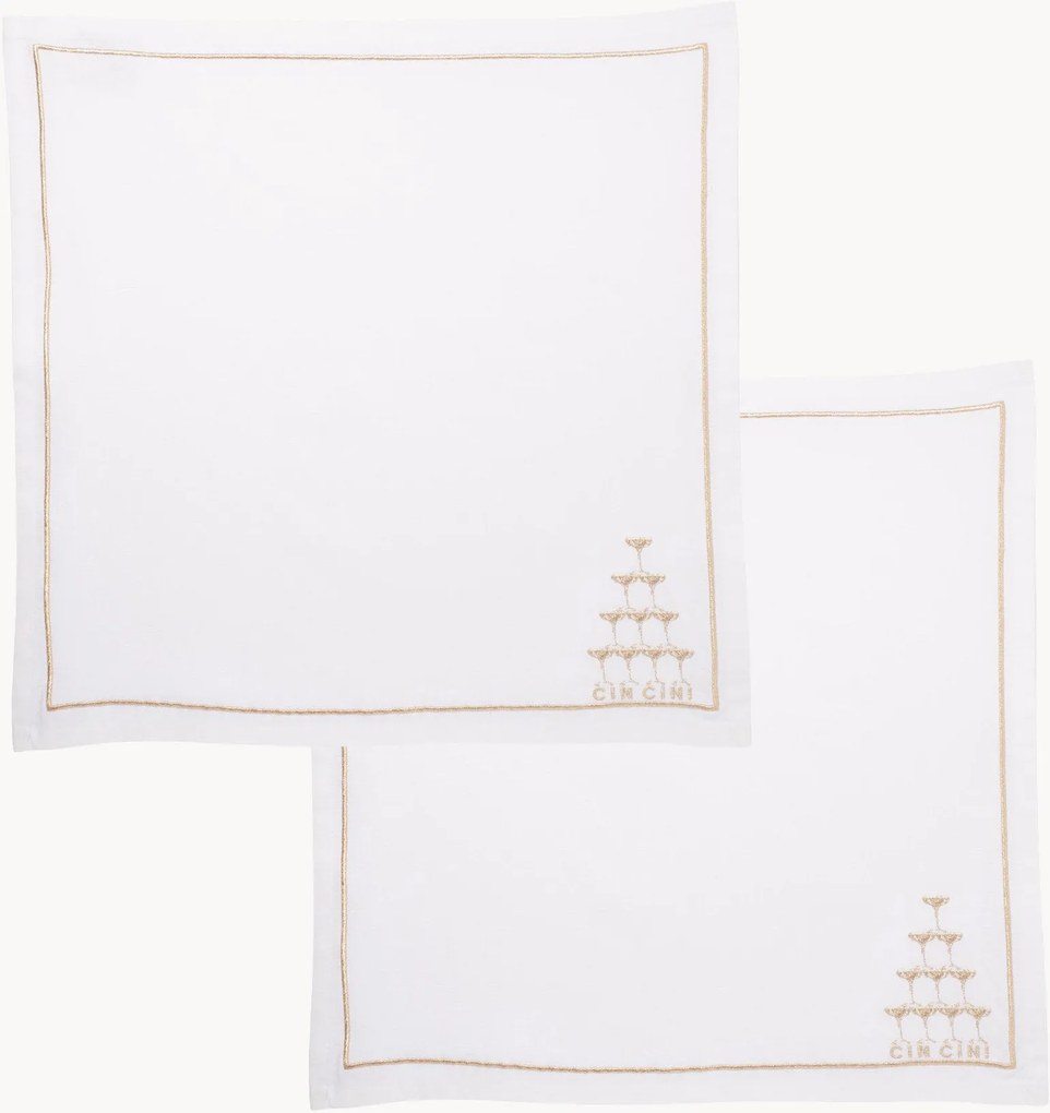 Set di 2 tovaglioli ricamati Champagne Tower