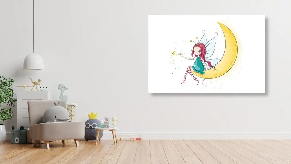 Quadro su tela – Fata magica sulla luna