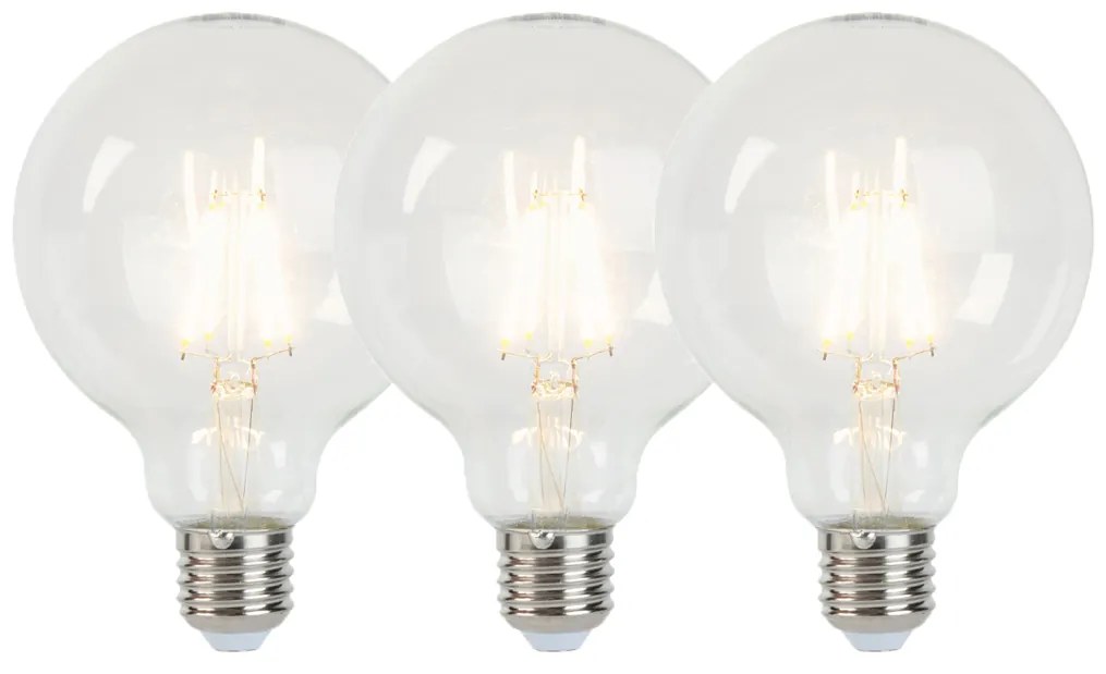 Set di 3 lampadine LED dimmerabili E27 G95 5W 470lm 2700K