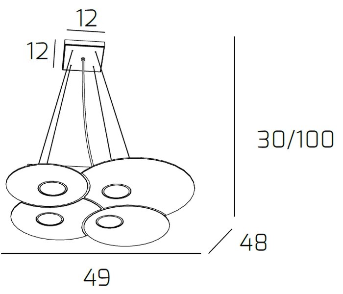 Sospensione Moderna Cloud Metallo Grigio 4 Luci Gx53