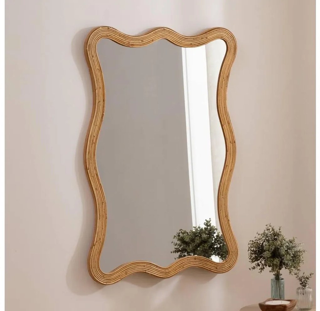 Atmosphera - Specchio da parete MAGGIE 100x70 cm in rattan