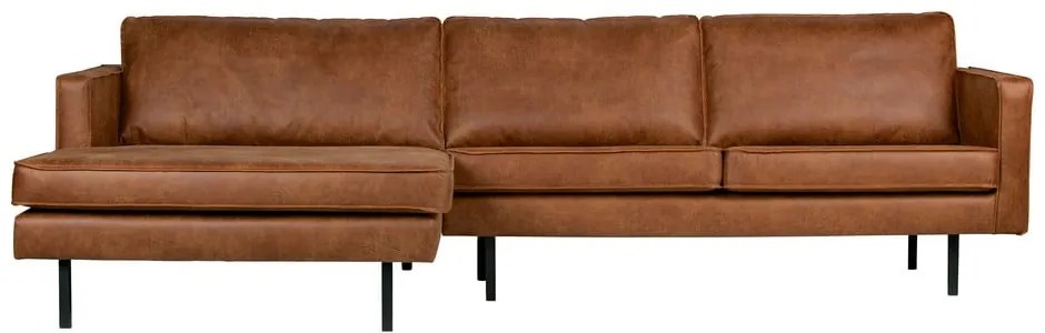 Divano angolare marrone (con penisola a sinistra/con chaise lounge) con rivestimento in finta pelle Rodeo – WOOOD