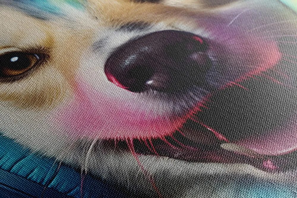 Stampa su tela – Cane con cuffie