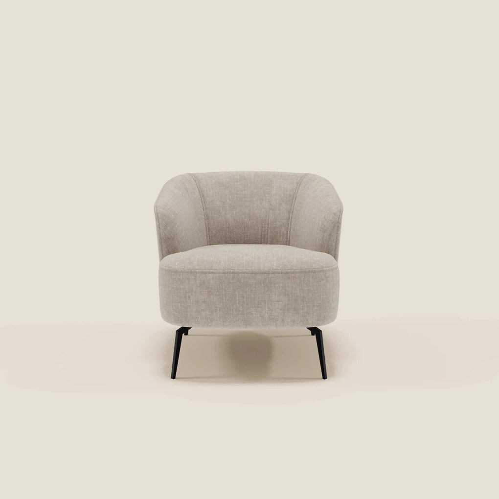 Renoa Poltroncina dall'eleganza moderna in tessuto smacchiabile T24 lino chiaro