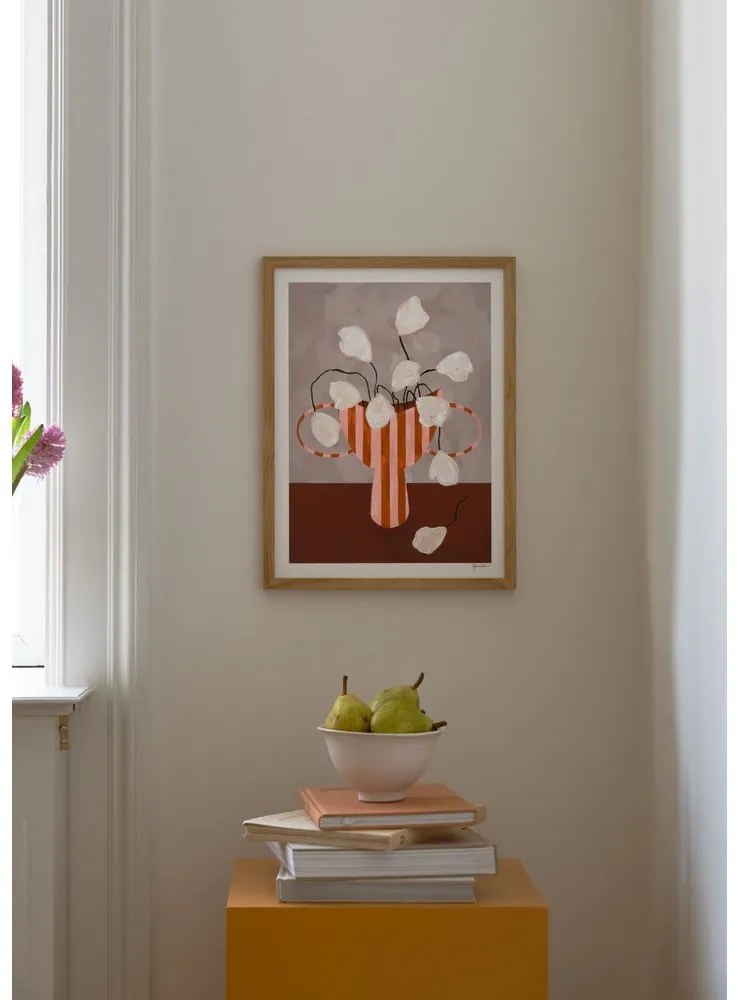 Poster 50x70 cm White Flowers in Striped Vase – Frankie Penwill – The Poster Club