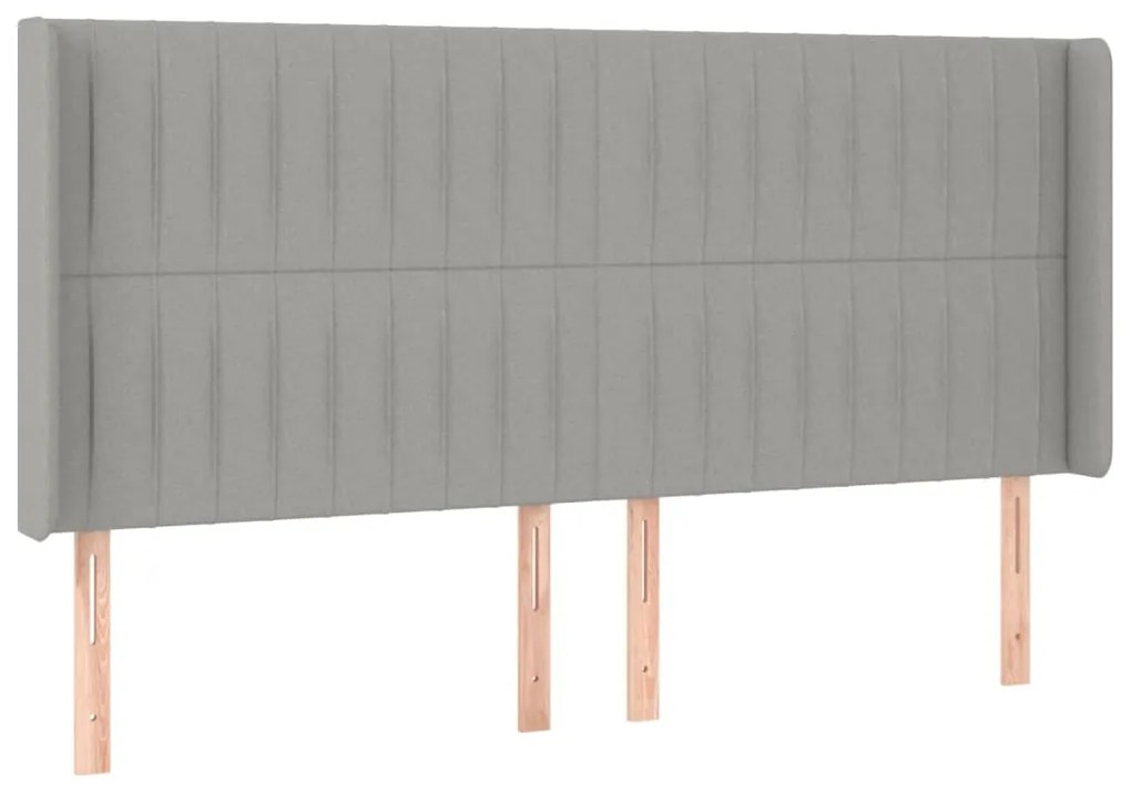 Testiera ad orecchio grigio chiaro 183x16x118/128 cm in tessuto