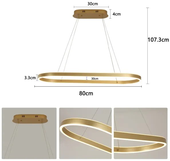Brilagi - Lampadario LED sospeso su cavi PONDIE LED/44W/230V 80x30 cm oro
