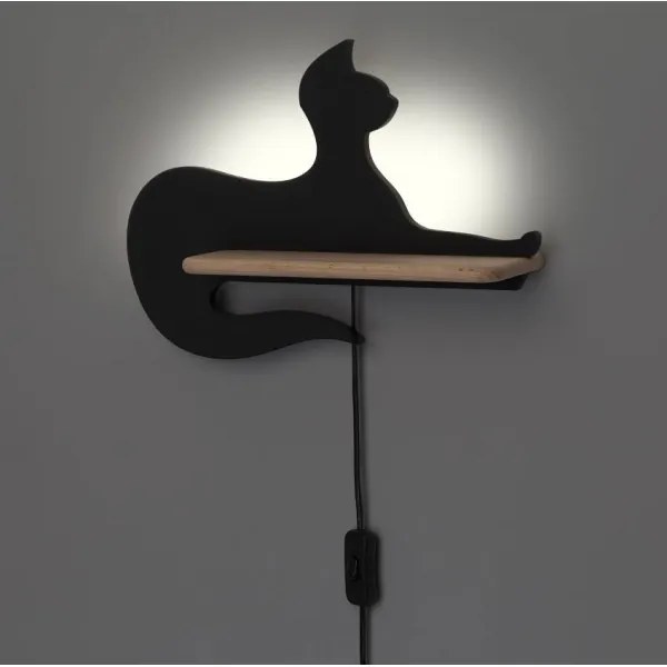 Applique LED per bambini con mensola BLACK CAT LED/5W/230V