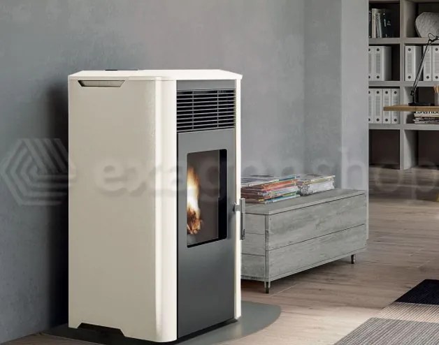 Royal Ilena E Air 60 Stufa A Pellet Ermetica Ad Aria Con Top In Ceramica 6 2kw Serbatoio 17kg 46x49x97 Cm In Acciaio Bianco