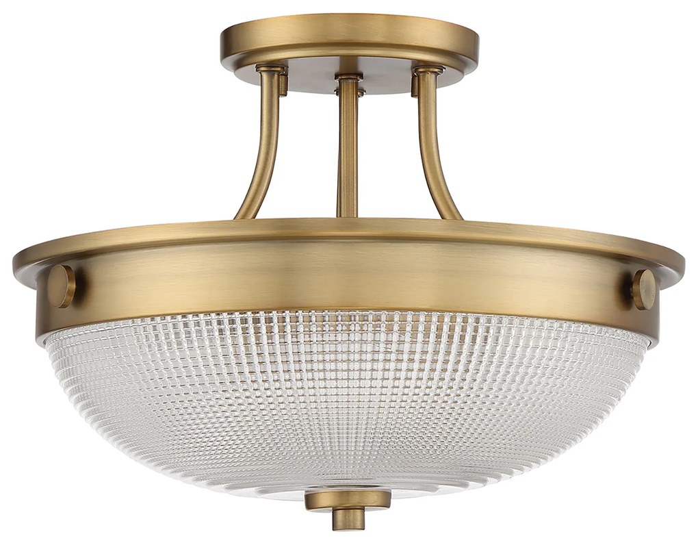 Lampadario Contemporaneo Mantle Vetro Ottone Anticato 2 Luci E27