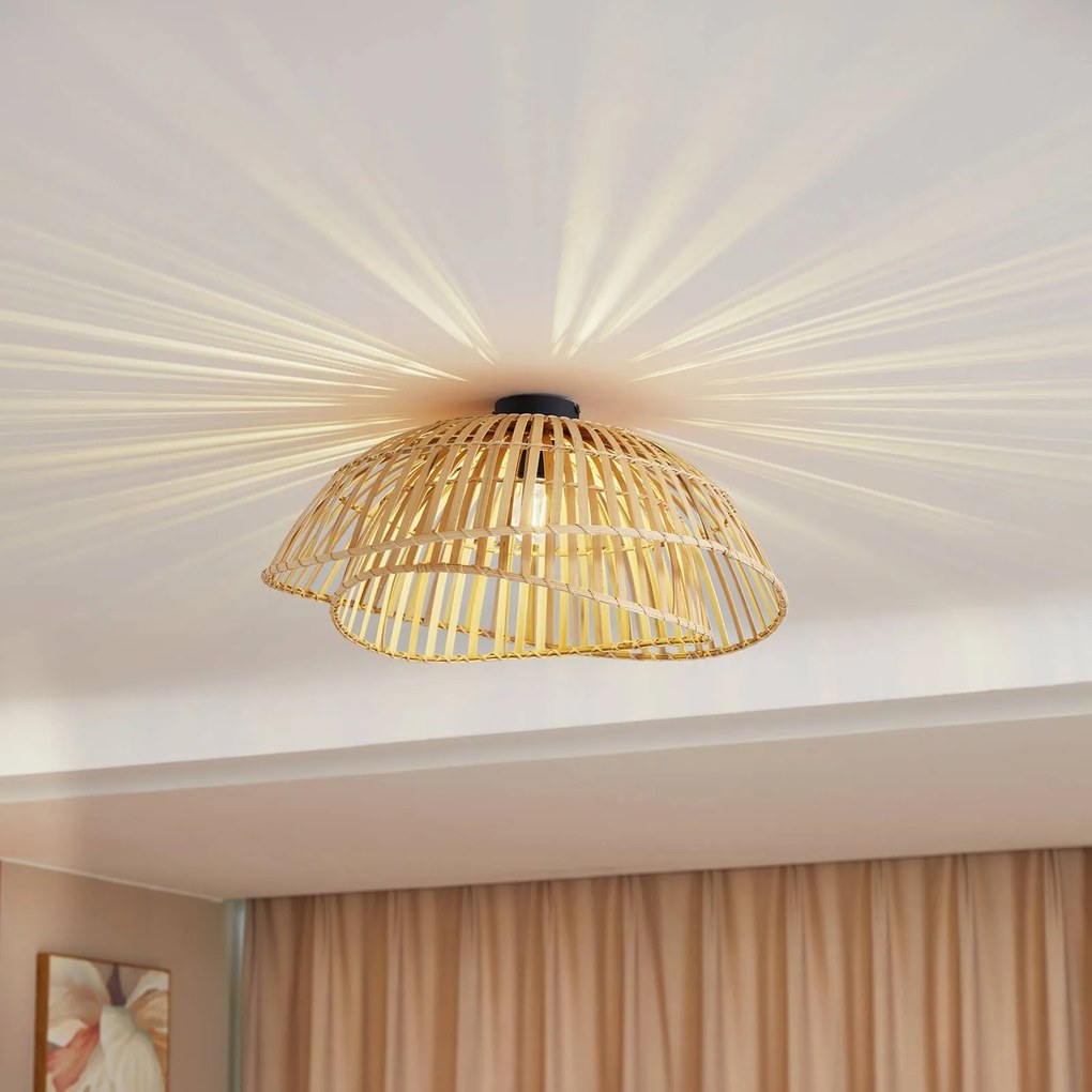 Lampada a sospensione Ilajus Lindby, dimmerabile, Legno chiaro, Soggiorno / Sala da pranzo, bambù, Scandinavo, Lampada a sospensione