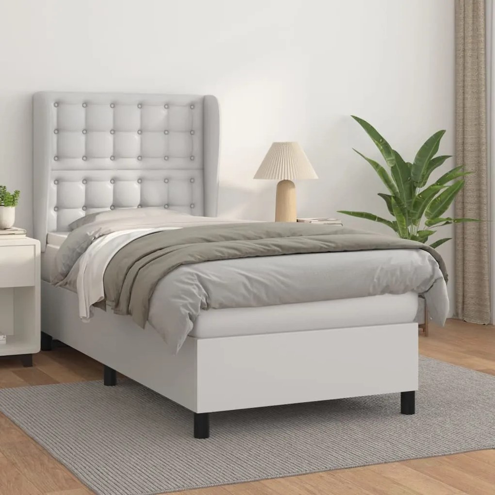 Giroletto A Molle Con Materasso Bianco 100x200 Cm İn Similpelle /