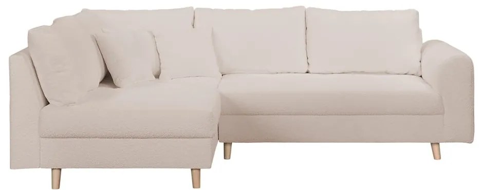 Divano angolare beige in tessuto bouclé (angolo sinistro) Ariella - Ropez
