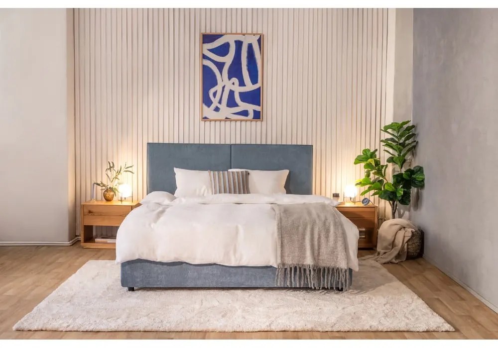 Letto matrimoniale imbottito blu con contenitore e rete inclusi 180x200 cm Myra Bold – Bonami Selection