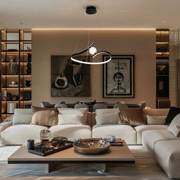 Lampadario LED a sospensione con filo PERLA LED/34W/230V nero