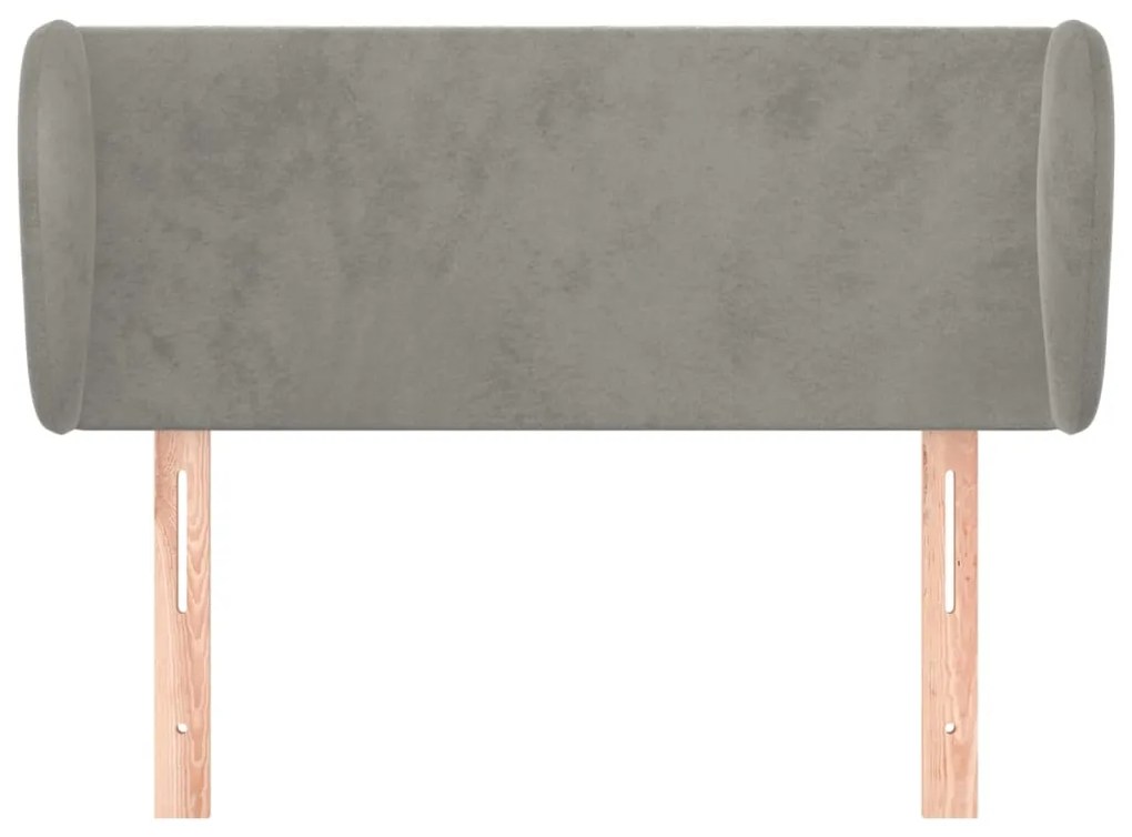 Testiera ad orecchio grigio chiaro 83x23x78/88 cm in velluto