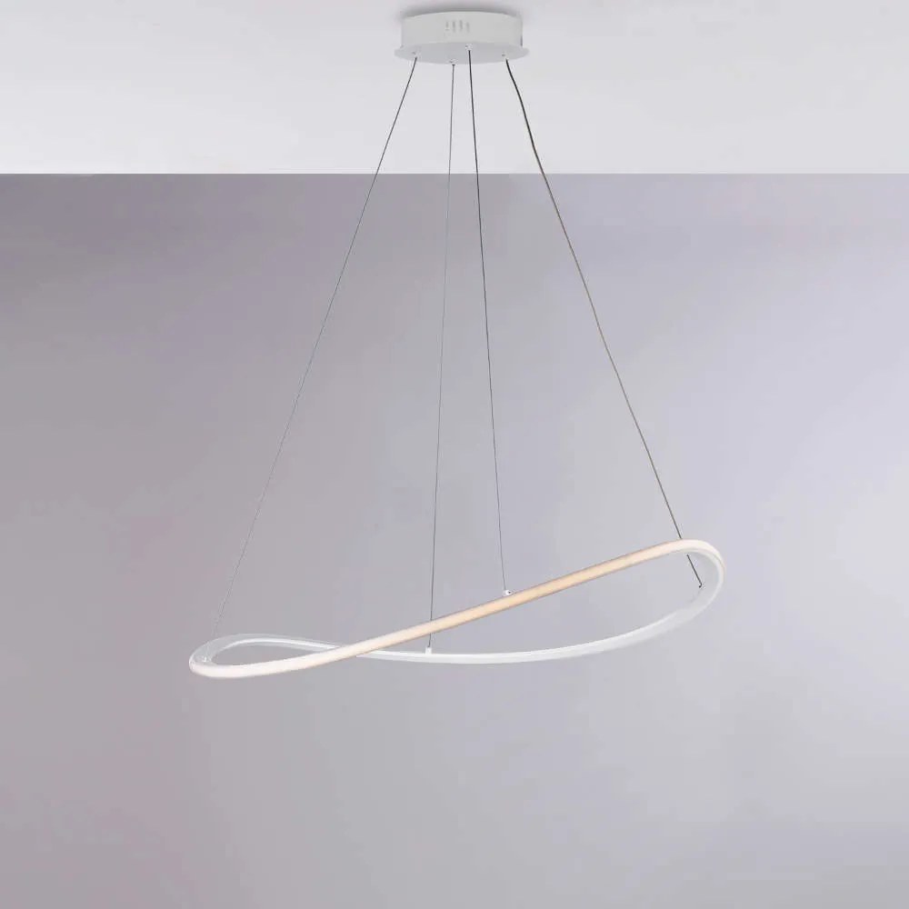 Bonetti Illumina Sospensione in metallo e alluminio laccato bianco con led integrato CCT + telecomando e cavi elettrici regolabili