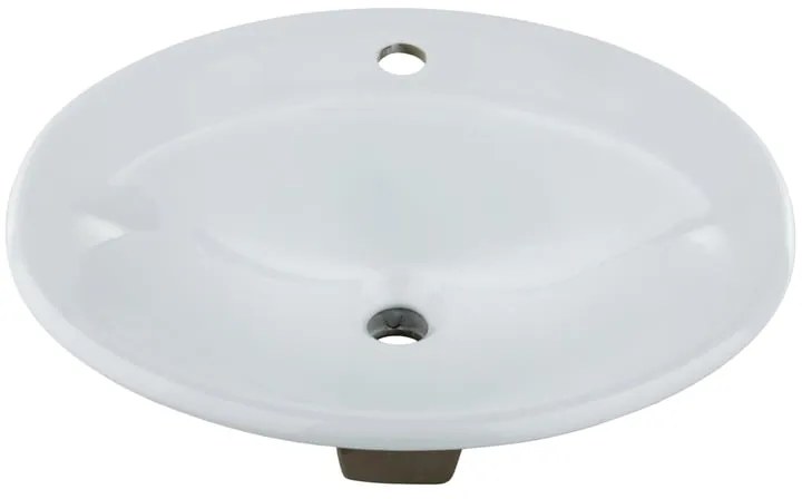 Lavabo da appoggio ovale in porcellana L 56 x H 19.5 x P 48 cm bianco lucido piletta non inclusa