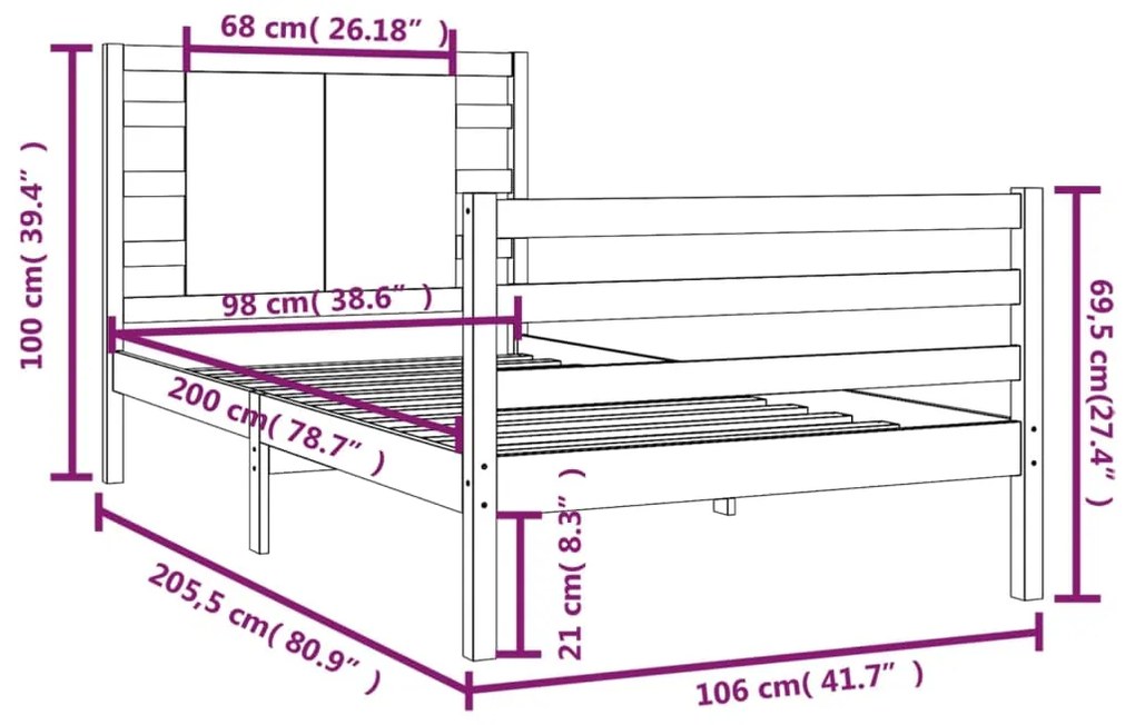 Giroletto bianco in legno massello di pino 100x200 cm