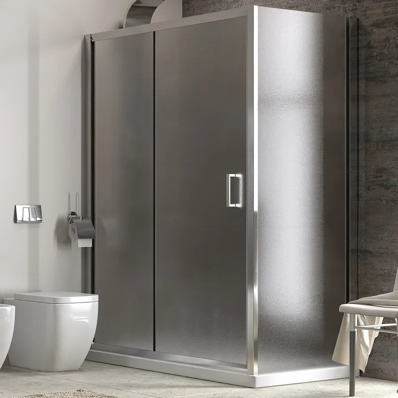 Box doccia angolare 130x70 laterale fisso 70cm vetro opaco altezza 180cm | K410NS - KAMALU