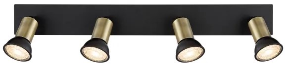 Globo 57998-4B - Faretto DREW 4xGU10/35W/230V nero/ottone