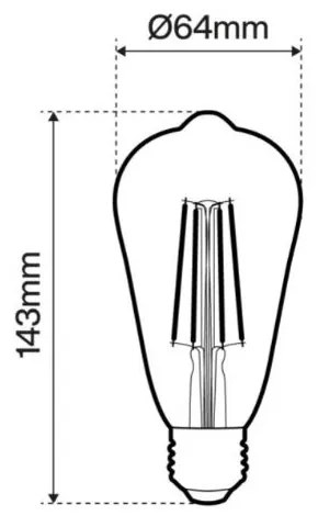 Lampada LED E27 4W a Filamento IP65, ST64 - INFRANGIBILE per Catenarie Colore  Bianco Naturale 4.000K