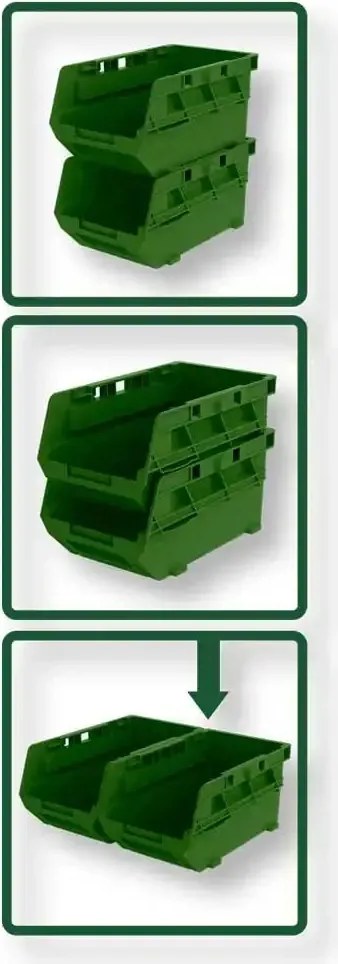 Set 6 Contenitori Impilabili e Sovrapponibili in Plastica PP – 165x110x80 mm
