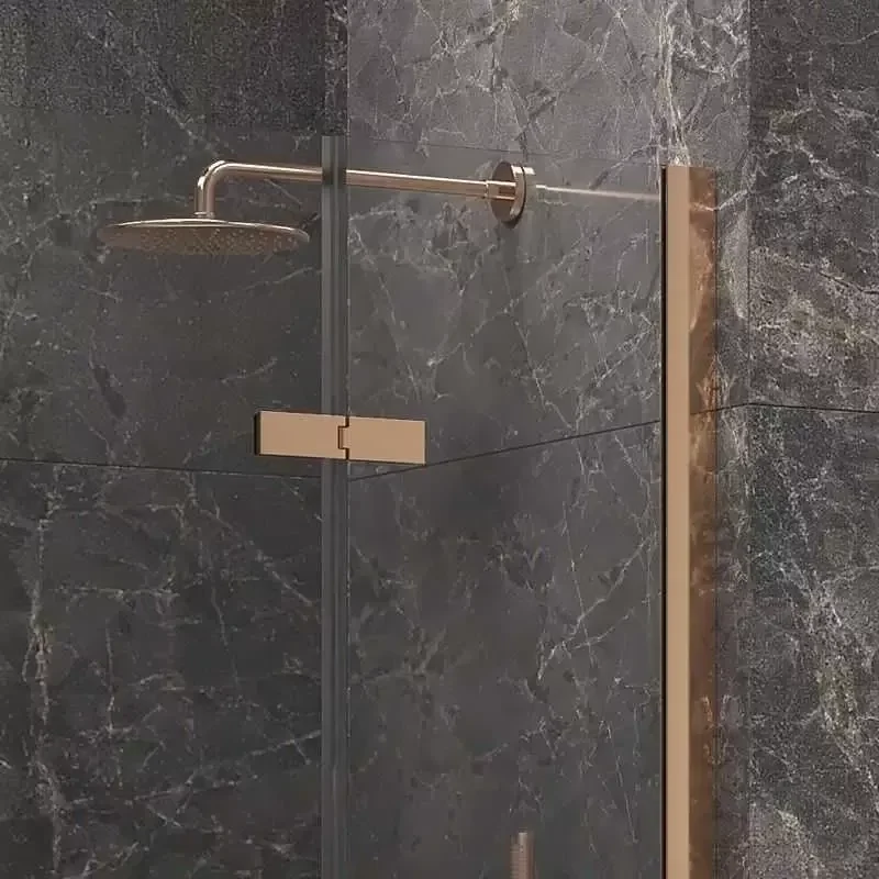 Kamalu - Porta doccia 160cm battente e 2 fissi oro rosa spazzolato | KT6000RG