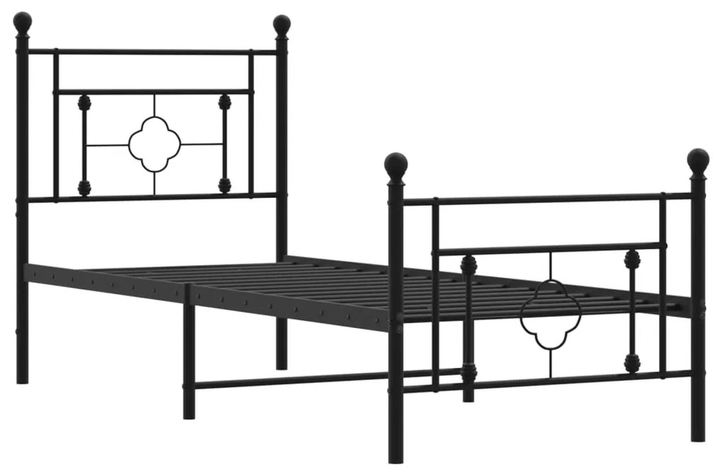 Giroletto con Testiera e Pediera Metallo Nero 75x190 cm