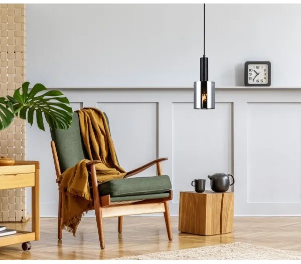 ITALUX PND-5581-1-BK+SG - Lampadario a sospensione con filo SARDO 1xE27/40W/230V nero