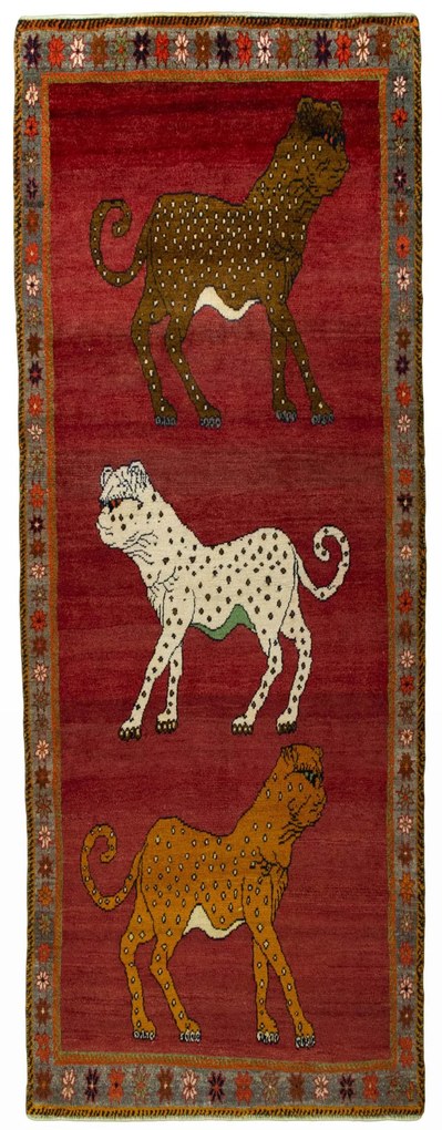 Gabbeh Tappeto 100x280 Rosso (Iran) Annodato A Mano