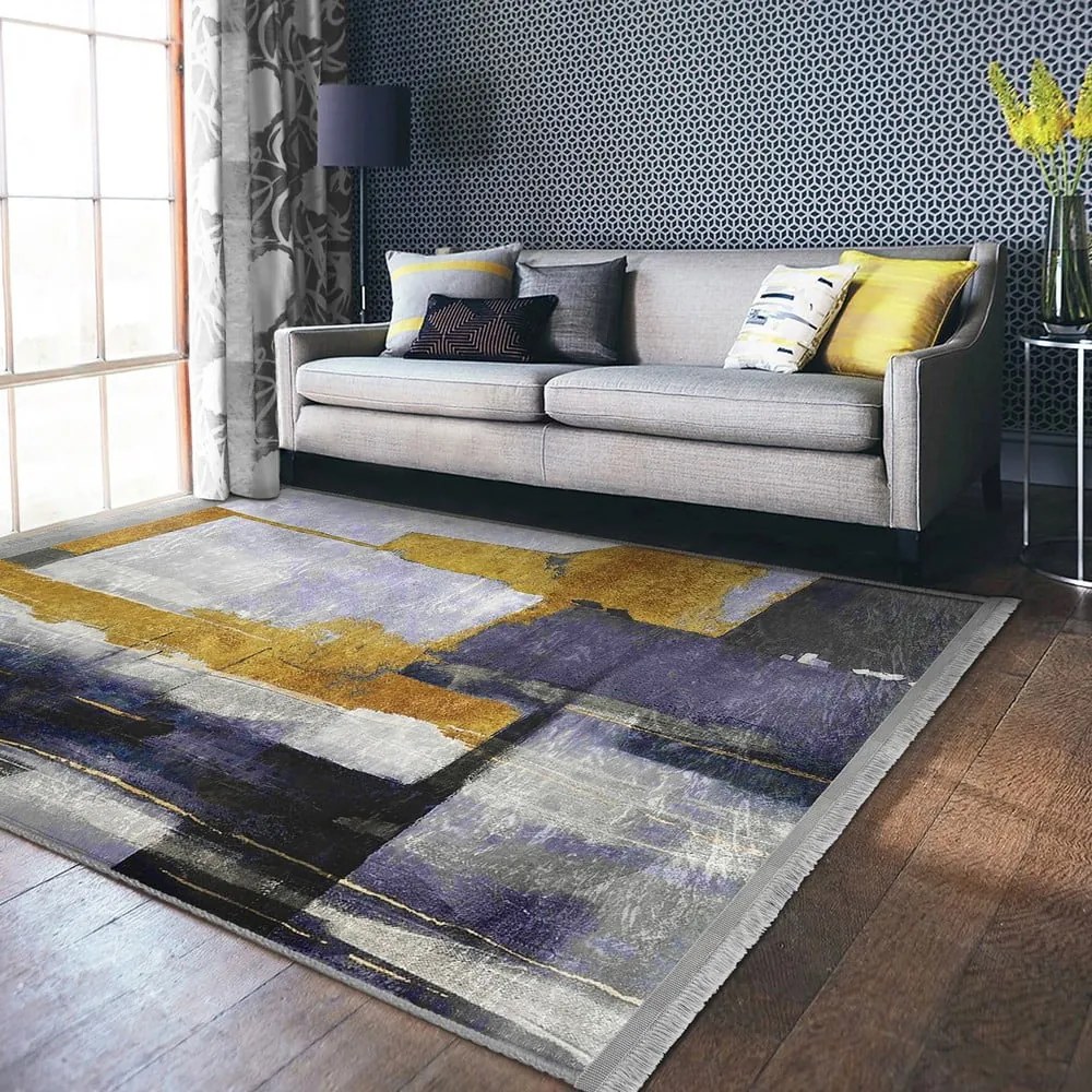 Tappeto lavabile giallo-blu scuro 160x230 cm Unique - Mila Home