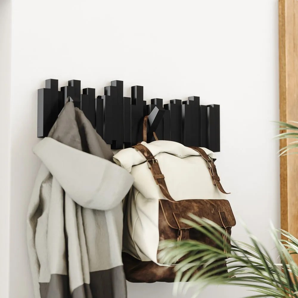 Appendiabiti da parete in plastica nera Sticks - Umbra